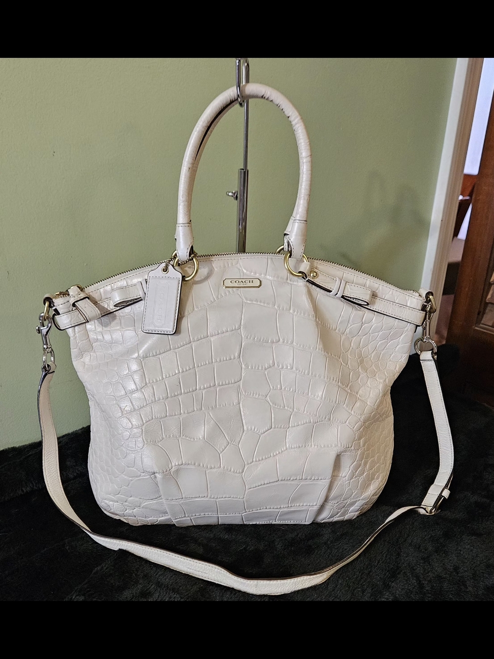 Coach Madison Sophia Crocodile Embossed Leather Top Handle Shoulder Bag